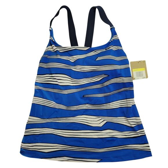 Nike Wave-Stripe V-Back Tankini Padded Swimsuit Top Athletic NEW w/ Tags Size S - Picture 1 of 7